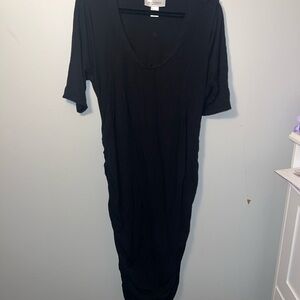 Motherhood Maternity Black Short-Sleeve V-Neck Maxi Dress